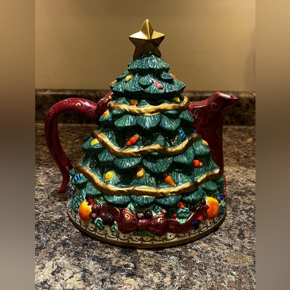 Bella Casa by Ganz Christmas Tree Tea Set Vintage Holidays Colorful Decoration - Picture 9 of 15